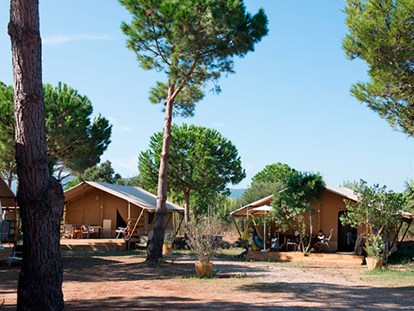 Luxuscamping - Kochmöglichkeit - Toskana - Camping Orbetello - Vacanceselect Safarizelt 6 Personen 3 Zimmer Badezimmer von Vacanceselect auf Camping Orbetello