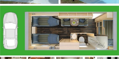 Luxuscamping - Venedig - Deluxe Caravan Tabbert Rossini mit Einzelbett - camping-in-venedig.de -WMC BUSCHMANN wohnen-mieten-campen at Union Lido Deluxe Caravan mit Einzelbett / Dusche