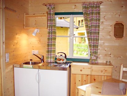 Luxury camping - Kühlschrank - Salzburg - 2 Kochplatten, Spüle und Kühlschrank - Grubhof Campinghäuschen auf Grubhof