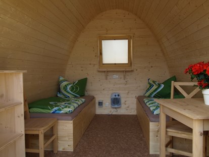 Luxury camping - Art der Unterkunft: Hütte/POD - Innenansicht ECLU S (2 Einzelbetten) - Campingplatz Gunzenberg ECLU - Größe S auf Campingplatz Gunzenberg