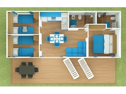 Luxuscamping - Kvarner - Raumaufteilung - Krk Premium Camping Resort - Valamar Krk Premium Camping Resort - Mobilheim Family 