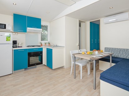 Luxuscamping - Novigrad - geräumige und gut ausgestattete Küche (Mikrowelle, Elektroherd) - Lanterna Premium Camping Resort - Valamar Lanterna Premium Camping Resort - Mobilheim Family 