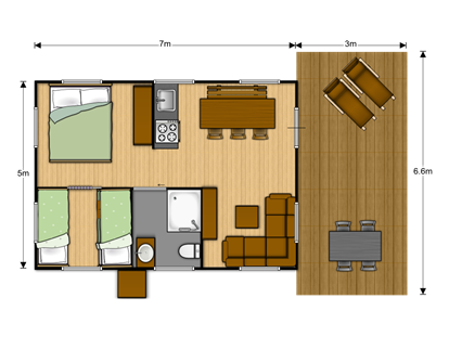 Luxuscamping - WLAN - Safari Zelt Typ L (5 Pers) - Comfort Camping Tenuta Squaneto