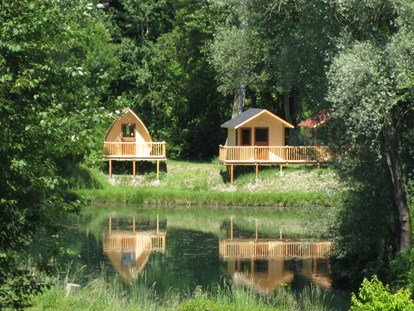 Luxury camping - Dusche - Donauraum - unsere Hütten am Campingplatz - Camping Au an der Donau Hütten auf Camping Au an der Donau