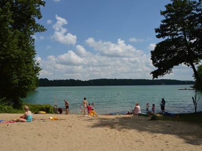 Luxury camping - Preisniveau: günstig - Seenplatte - Strand auf dem Naturcampingpark Rehberge - Naturcampingpark Rehberge Ferienhaus Rosalie am Wurlsee - Naturcampingpark Rehberge