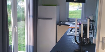 Luxuscamping - WC - Mobilheim Riviera Suite 2018 mit Terrasse - Zelt Lodges Campingplatz Ammertal Zelt Lodges Campingplatz Ammertal