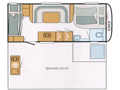 Luxuscamping - getrennte Schlafbereiche - Deutschland - Grundriss - Mobilheime direkt an der Ostsee Glamping Caravan