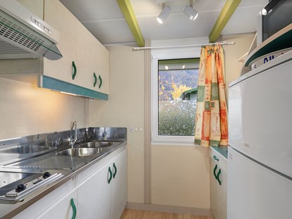 Luxuscamping - Preisniveau: gehoben - Küche Hütte/bungalow - Camping de la Sarvaz Klassische Mietchalets am Camping de la Sarvaz