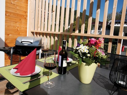 Luxuscamping - Terrasse - Ossiachersee - Terrasse Tiny-SeeLodge - Seecamping Hoffmann Seecamping Hoffmann - SeeLodges