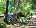 Glampingunterkunft: Zelt Toile & Bois Sweet - Aussenansicht - Zelt Toile & Bois Sweet für 5 Pers. auf Camping Huttopia Royat