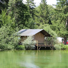 Glampingunterkunft: Zeltlodges 5x5 m - Zelt Lodges Campingplatz Ammertal