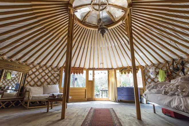 Glamping in a yurt