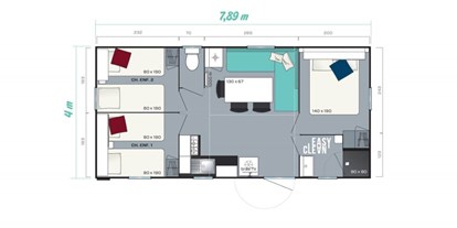Luxuscamping - Heizung - Mosel / Müllerthal / Grevenmacher - Plan Eekhoorn - Camping Neumuehle Muellerthal Eekhoorn, MobilHeim, Muellerthal, Luxemburg 6 Person, Douche, Wc.