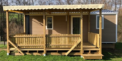 Luxuscamping - Heizung - Mosel / Müllerthal / Grevenmacher - Ermsdorf MobilHeim Luxemburg - Camping Neumuehle Muellerthal Ermsdorf MobilHeim Glamping Neumuhle Luxemburg. 4 Pers. 2 Schlaffzimmer. Douche. Wc.