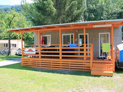 Luxury camping - Dusche - Austria - Luxusmobilheim Typ I - Komfort-Campingpark Burgstaller - Gebetsroither Luxusmobilheim von Gebetsroither am Komfort-Campingpark Burgstaller