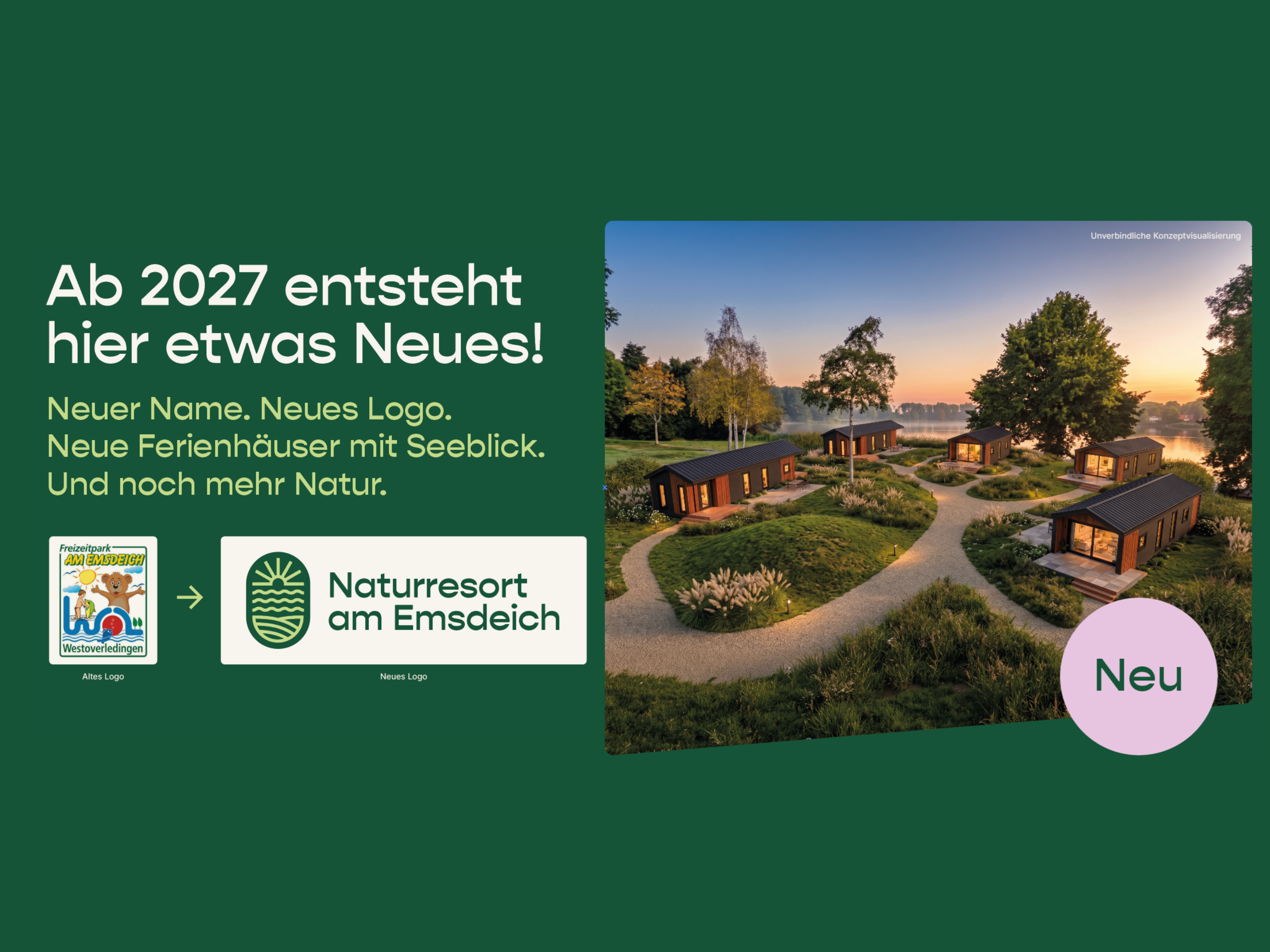 Glampingunterkunft - Neuigkeiten aus Ostfriesland: aus dem Freizeitpark wird das Naturresort am Emsdeich und es wird ein neuer Ferienhauspark mit Seeblick entstehen. Schon jetzt Buchungen für 2027 sichern! - Schlaffass mit Seeblick auf dem Freizeitpark "Am Emsdeich"
