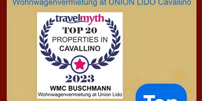 Luxuscamping - Venedig - Auszeichnung Top 20 Porperties - camping-in-venedig.de -WMC BUSCHMANN wohnen-mieten-campen at Union Lido Deluxe Caravan mit Doppelbett / Dusche