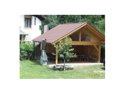 Luxury camping - Kochmöglichkeit - Austria - Grillplatz mit Pavillon - Camping Brunner am See Chalets auf Camping Brunner am See