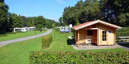 Luxuscamping - Kühlschrank - Munster (Landkreis Heidekreis) - Hütte Grün - Camping Zum Oertzewinkel Hütten auf Camping Zum Oertzewinkel
