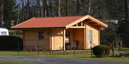 Luxuscamping - Kühlschrank - Munster (Landkreis Heidekreis) - Hütte Grün in der Wintersonne  - Camping Zum Oertzewinkel Hütten auf Camping Zum Oertzewinkel