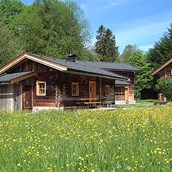 Luxuscamping: Almberg Alm im Blumenmeer - Grubhof: Almhütte Almberg Alm im Almdorf Grubhof