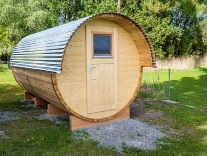 Luxury camping - getrennte Schlafbereiche - Region Bodensee - Campingplatz Markelfingen Schlaf-Fass auf dem Campingplatz Markelfingen 