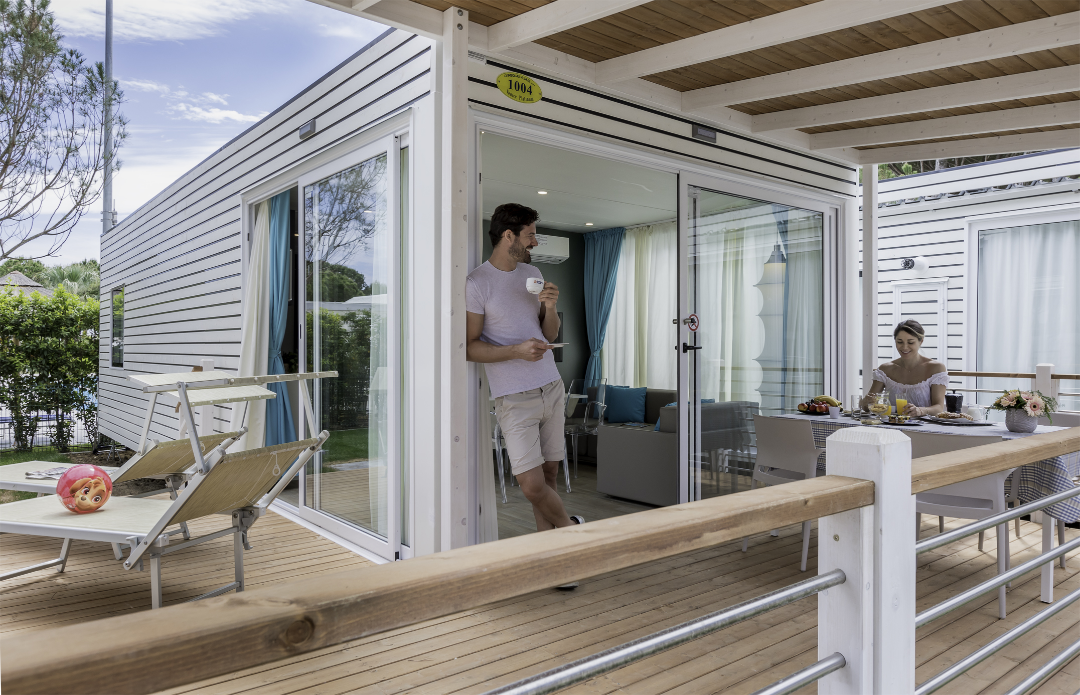 Campeggio di lusso - die veranda des Venice Platinum - Mobilheim Venice Platinum auf Camping Ca' Pasquali Village