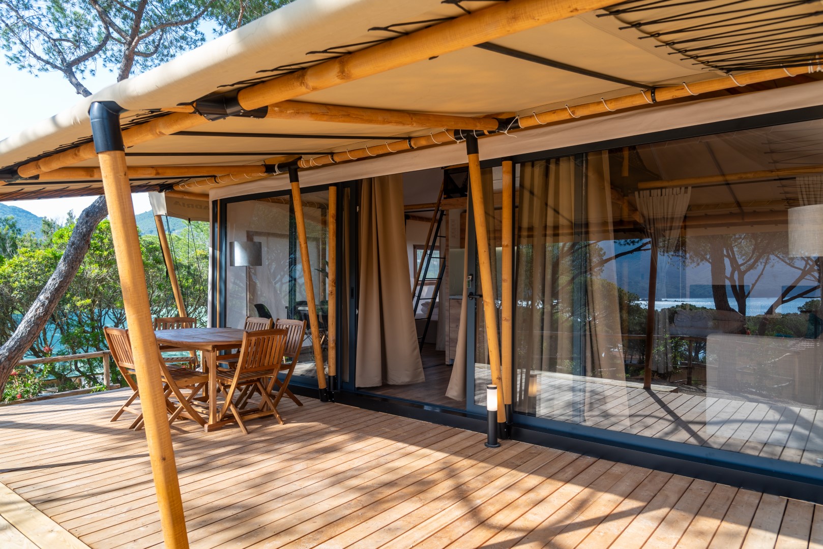 Luxuscamping: Glamping Tent Boutique auf Camping Lacona Pineta - Grundriss oben - Camping Lacona Pineta: Glamping Tent Boutique auf Camping Lacona Pineta