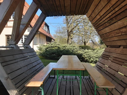 Luxuscamping - Spielplatz - Terrasse untere Wabe - Grüne Wiek Wabenhausherberge