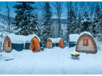 Luxury camping - Glampingplatz autofrei - St. Gallen - PODhouses im Winter - Camping Atzmännig
