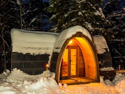 Luxury camping - Lagerfeuerplatz - Switzerland - PODhouse im Winter - Camping Atzmännig