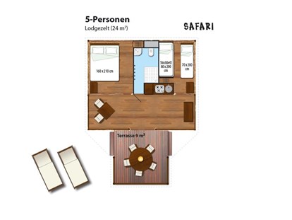 Luxuscamping - Umgebungsschwerpunkt: Therme - Einteilung der Safari-Lodge - Solaris Camping Beach Resort - Suncamp