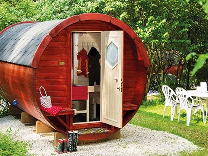 Luxury camping - WLAN - Franken - Außenansicht Glampingfass - Waldcamping Brombach