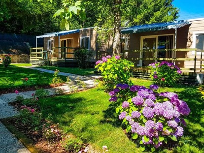 Luxuscamping - Lago di Como - Mobilheime mit schönem Vorgarten auf Camping Montorfano  - Camping Montorfano Mobile homes