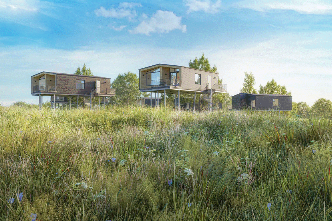 Luxuscamping - Ansicht von Westen - Ostsee Baumhaushotel Schleswig-Holstein