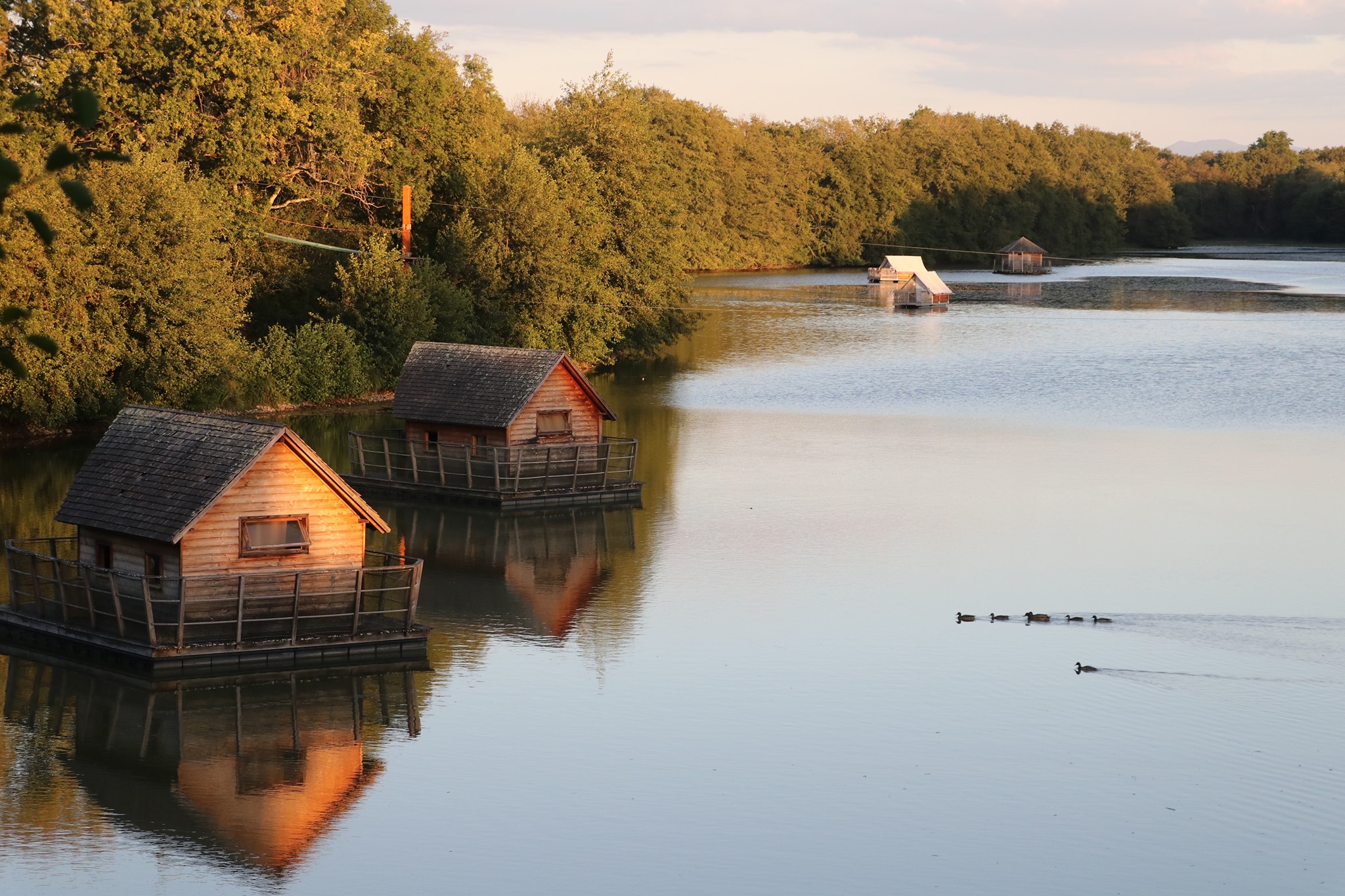 Luxuscamping: schwimmende Hütten - Domaine de la Dombes: Schwimmende Hütten auf Domaine de la Dombes