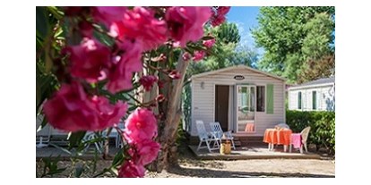 Luxuscamping - Languedoc-Roussillon - Mobilheim Cosi von außen - Camping Ma Prairie Mobilheim Cosi auf Camping Ma Prairie