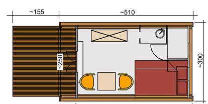 Luxury camping - Kühlschrank - Germany - Typ Maxi Pod
Aufbaumaß: 4,20m  x 3,00m
Für 1- 3 Personen
Nichtraucher - Naturcamping Malchow Naturlodge auf Naturcamping Malchow