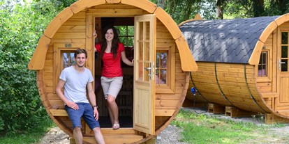 Luxuscamping - Art der Unterkunft: Schlaffass - Schwäbische Alb - Camping Heidehof Campingfass für 4 Personen am Camping Heidehof