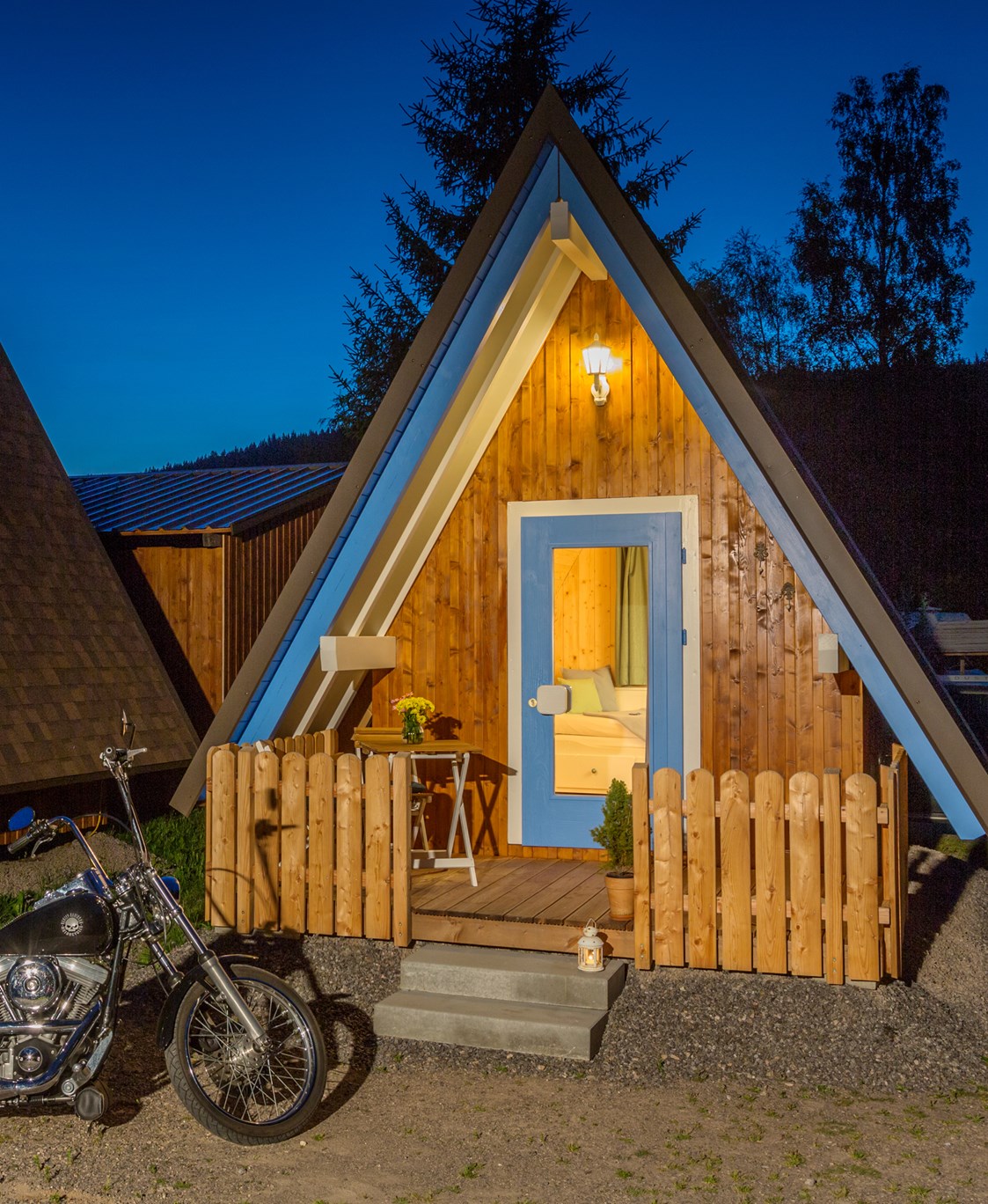 Glampingunterkunft: Mobiles "blaues" Ferienhäuschen auf dem Camping Bankenhof
