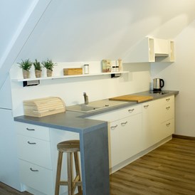 Glampingunterkunft: Die Küche in unserem Appartement - Schlaf-Fass bei Lech Camping