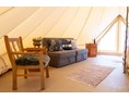Glampingunterkunft: Luxuriöse Ausstattung mit dem Komfort eines Hotelzimmers - Sonnenplateau Camping Gerhardhof
