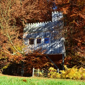 Glampingunterkunft: Baumhaus Burg für 4 Personen, mit Dachterrasse. - Baumhaushotel Solling