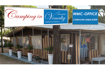 Glampingunterkunft: WMC-BUSCHMANN OFFICE - Wohnwagen DELUXE A 122 Bad mit Dusche Waschbecken WC TV Klimaanlage Vorzelt mit Holzboden Küche Waschmaschine 6 Personen von WMC BUSCHMANN camping-in-venedig auf Camping Union Lido