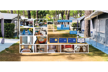 Glampingunterkunft: Willkommen - Wohnwagen DELUXE A136 Bad mit Dusche Waschbecken WC TV Klimaanlage Vorzelt mit Holzboden Küche Waschmaschine 5 Personen von WMC BUSCHMANN camping-in-venedig auf Camping Union Lido