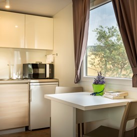Glampingunterkunft: geräumige und gut ausgestattete Küche (Mikrowelle/Elektroherd) - Krk Premium Camping Resort - Mobilheim Bella Vista Premium Romantic 