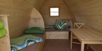 Luxuscamping - Innenansicht ECLU L für bis zu 4 Personen (1 Doppel-, 1 Einzelbett mit Ausziehbett) - Campingplatz Gunzenberg