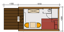 Luxuscamping - Typ Maxi Pod
Aufbaumaß: 4,20m  x 3,00m
Für 1- 3 Personen
Nichtraucher - Naturcamping Malchow