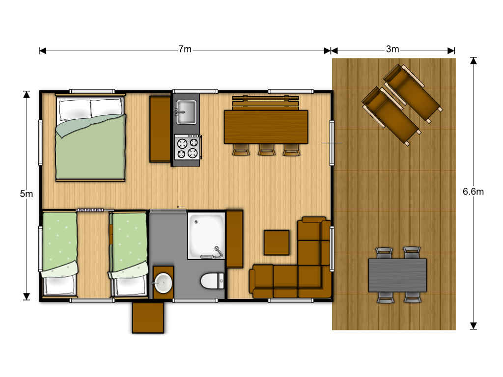 Glamping: Safari Zelt Typ L (5 Pers) - Comfort Camping Tenuta Squaneto