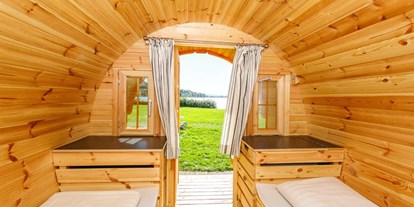 Luxuscamping - Schlaffass XXL am Campingplatz Pilsensee mit Blick auf den See - Pilsensee in Bayern